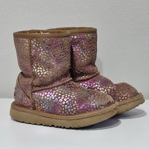 UGG Kids' Classic II Spots Brown and Metallic Rainbow Dots Boots - Size 10